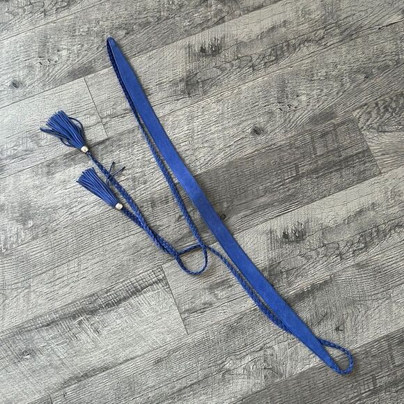 White House Black Market blue suede belt main image 9